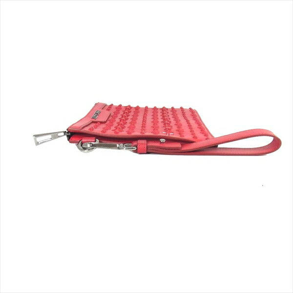 JIMMY CHOO ジミーチュウ A00000401 スタースタッズ レザー DEREK MINI デレクミニ クラッチ バッグ レッド系【美品】【中古】