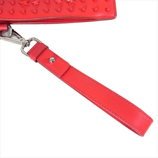 JIMMY CHOO ジミーチュウ A00000401 スタースタッズ レザー DEREK MINI デレクミニ クラッチ バッグ レッド系【美品】【中古】