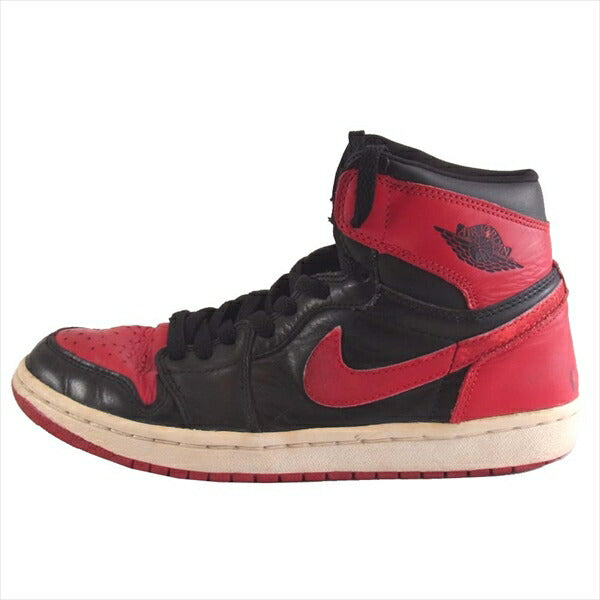 NIKE AIR JORDAN ナイキ ジョーダン 観賞用 136066-061 01年復刻 AIR JORDAN 1 RETRO エア ジョーダン 1 レトロ スニーカー 赤×黒 25.5㎝【中古】