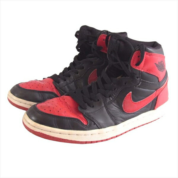 NIKE AIR JORDAN ナイキ ジョーダン 観賞用 136066-061 01年復刻 AIR JORDAN 1 RETRO エア ジョーダン 1 レトロ スニーカー 赤×黒 25.5㎝【中古】