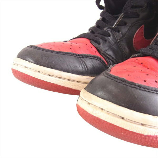 NIKE AIR JORDAN ナイキ ジョーダン 観賞用 136066-061 01年復刻 AIR JORDAN 1 RETRO エア ジョーダン 1 レトロ スニーカー 赤×黒 25.5㎝【中古】