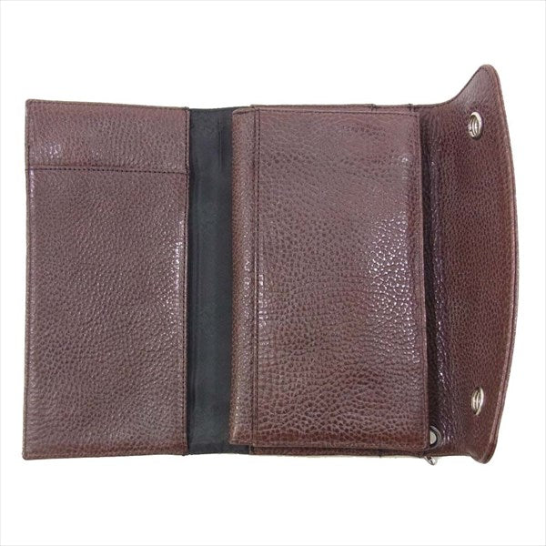 CHROME HEARTS クロムハーツ（原本無） WAVE ウェーブ クロスボールボタン レザー ロング ウォレット 財布 ブラウン系【中古】