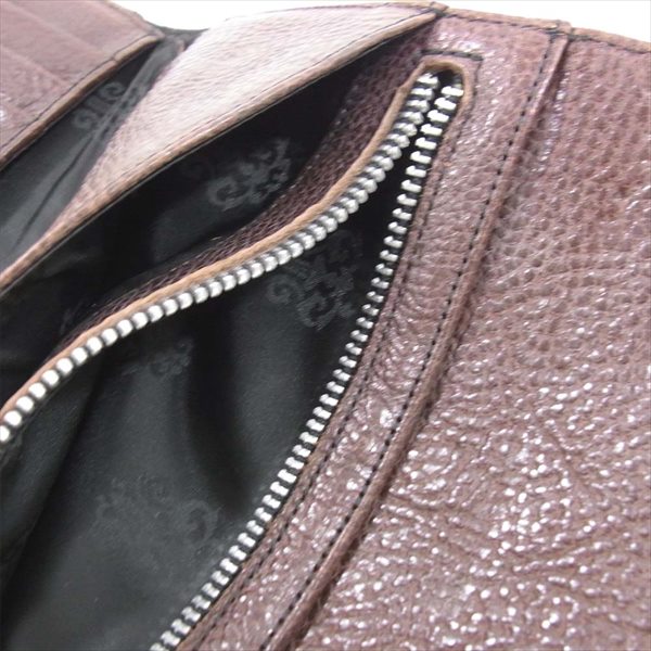 CHROME HEARTS クロムハーツ（原本無） WAVE ウェーブ クロスボールボタン レザー ロング ウォレット 財布 ブラウン系【中古】