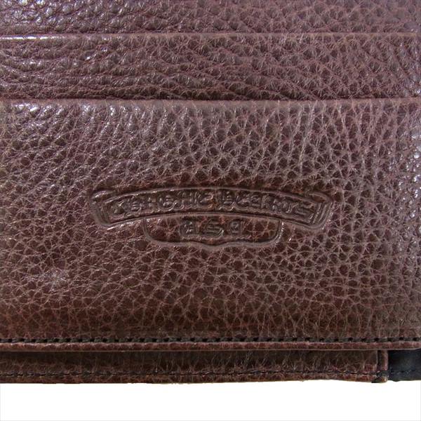 CHROME HEARTS クロムハーツ（原本無） WAVE ウェーブ クロスボールボタン レザー ロング ウォレット 財布 ブラウン系【中古】