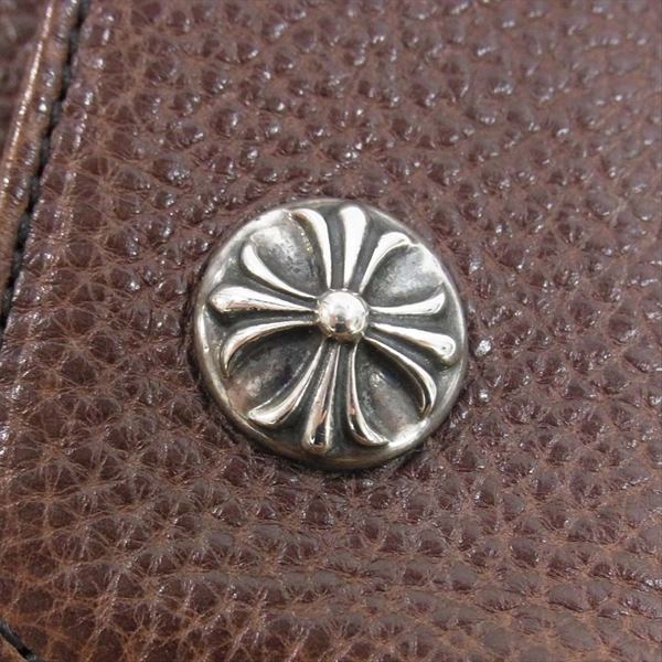 CHROME HEARTS クロムハーツ（原本無） WAVE ウェーブ クロスボールボタン レザー ロング ウォレット 財布 ブラウン系【中古】