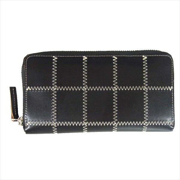 Yohji Yamamoto ヨウジヤマモト YN-A08-716-1 ステッチ ロング ウォレット 牛革 日本製 財布 黒系【美品】【中古】