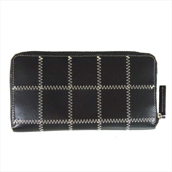 Yohji Yamamoto ヨウジヤマモト YN-A08-716-1 ステッチ ロング ウォレット 牛革 日本製 財布 黒系【美品】【中古】