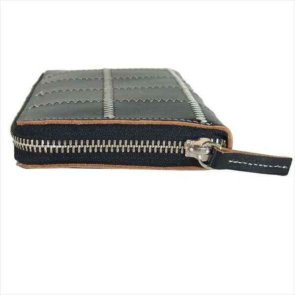 Yohji Yamamoto ヨウジヤマモト YN-A08-716-1 ステッチ ロング ウォレット 牛革 日本製 財布 黒系【美品】【中古】