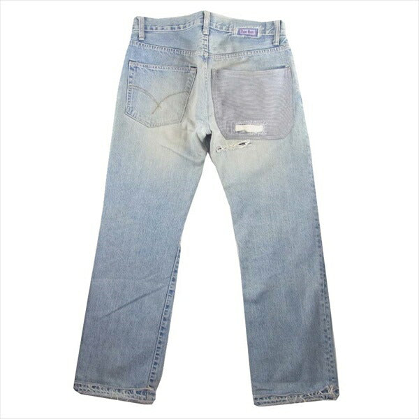 BLUE BLUE ブルーブルー ジップフライ ダメージ リペア加工 デニム パンツ インディゴブルー系 32【中古】