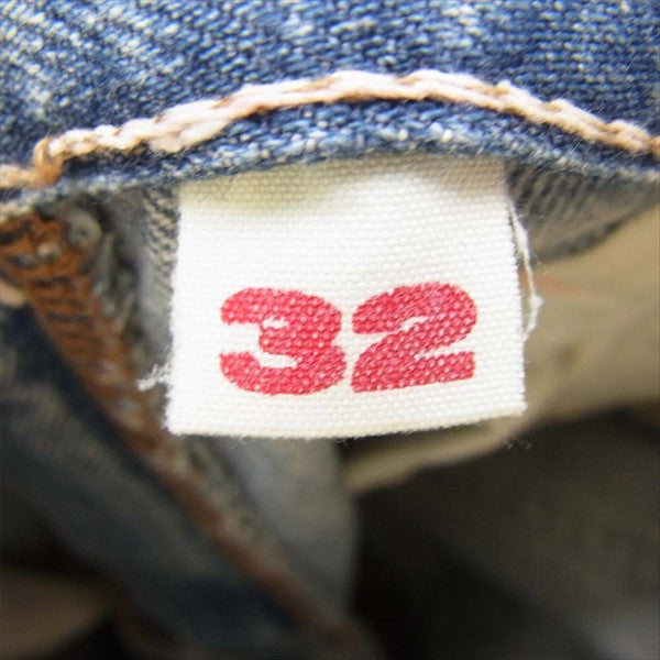 BLUE BLUE ブルーブルー ジップフライ ダメージ リペア加工 デニム パンツ インディゴブルー系 32【中古】