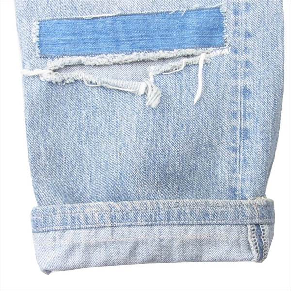 BLUE BLUE ブルーブルー ジップフライ ダメージ リペア加工 デニム パンツ インディゴブルー系 32【中古】
