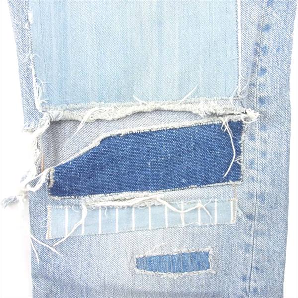 BLUE BLUE ブルーブルー ジップフライ ダメージ リペア加工 デニム パンツ インディゴブルー系 32【中古】