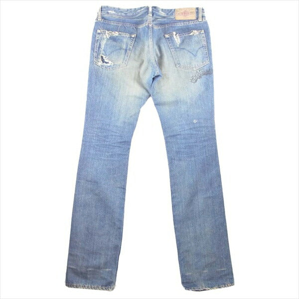 HYSTERIC GLAMOUR ヒステリックグラマー 4AP-1802 METAL WARRIOR メタルウォリアー クラッシュ加工 プリント デニム パンツ インディゴブルー系 32【中古】