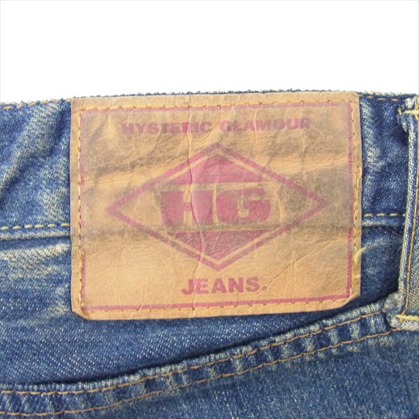 HYSTERIC GLAMOUR ヒステリックグラマー 4AP-1802 METAL WARRIOR メタルウォリアー クラッシュ加工 プリント デニム パンツ インディゴブルー系 32【中古】
