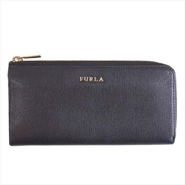 Furla フルラ L字ジップ レザー ウォレット 本革 長財布 レディース 財布 ブラック系【中古】