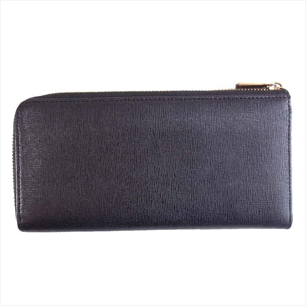 Furla フルラ L字ジップ レザー ウォレット 本革 長財布 レディース 財布 ブラック系【中古】
