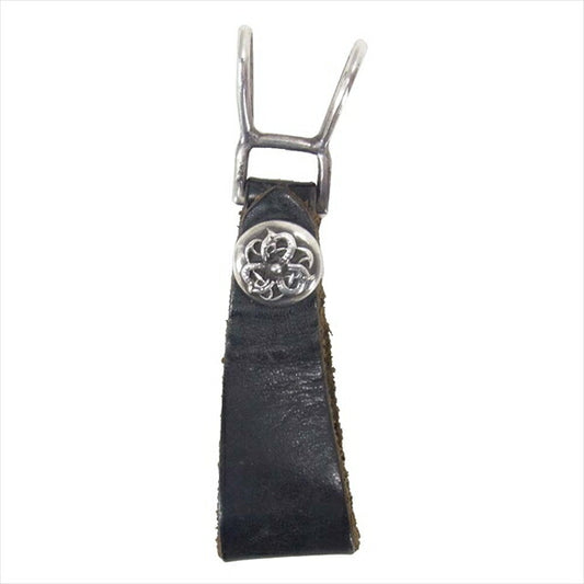 CHROME HEARTS クロムハーツ（原本無） ケルティック ベルトループ レザー シルバー 刻印 キーループ ブラック系【中古】