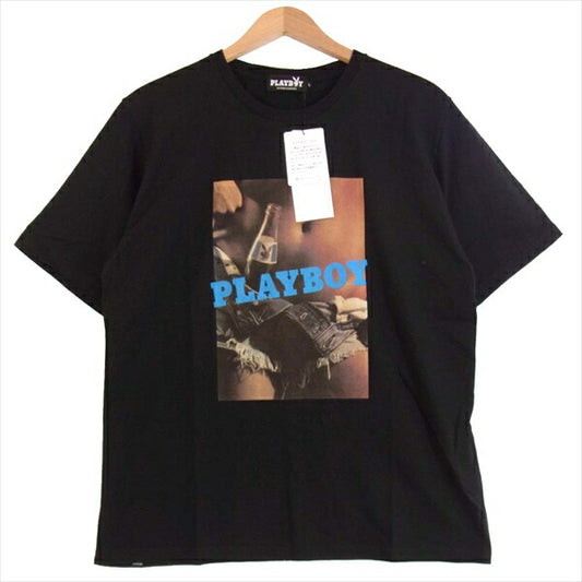 HYSTERIC GLAMOUR ヒステリックグラマー プレイボーイ PLAYBOY 12193CT05496 19AW JUNE PLAYMATE LARA プリント Tシャツ 黒系 L【新古品】【未使用】【中古】