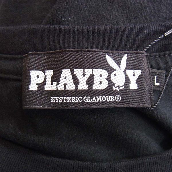 HYSTERIC GLAMOUR ヒステリックグラマー プレイボーイ PLAYBOY 12193CT05496 19AW JUNE PLAYMATE LARA プリント Tシャツ 黒系 L【新古品】【未使用】【中古】
