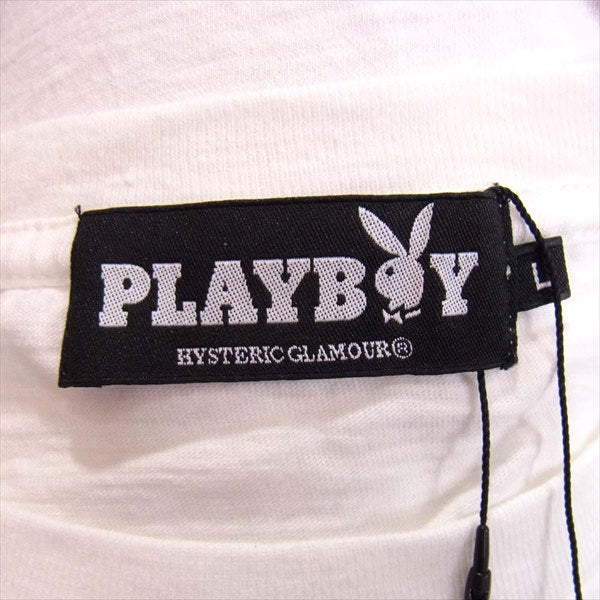 HYSTERIC GLAMOUR ヒステリックグラマー プレイボーイ PLAYBOY 12191CT02400 リッププリント クルーネック 半袖 Tシャツ 白系 L【新古品】【未使用】【中古】