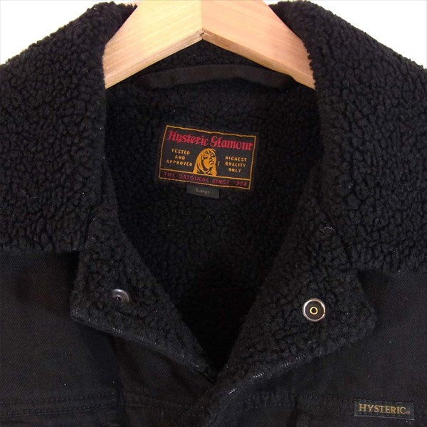 HYSTERIC GLAMOUR ヒステリックグラマー 02183AC07 デニム ボア ランチ コート 黒系 L【中古】
