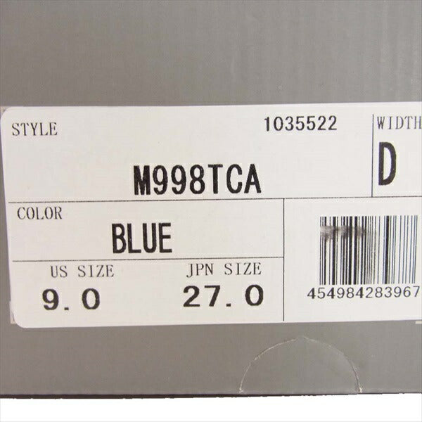 NEW BALANCE ニューバランス USA製 M998TCA メンズ スニーカー ブルー系 27cm【新古品】【未使用】【中古】
