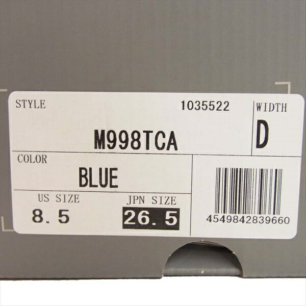 NEW BALANCE ニューバランス USA製 M998TCA メンズ スニーカー ブルー系 26.5cm【新古品】【未使用】【中古】