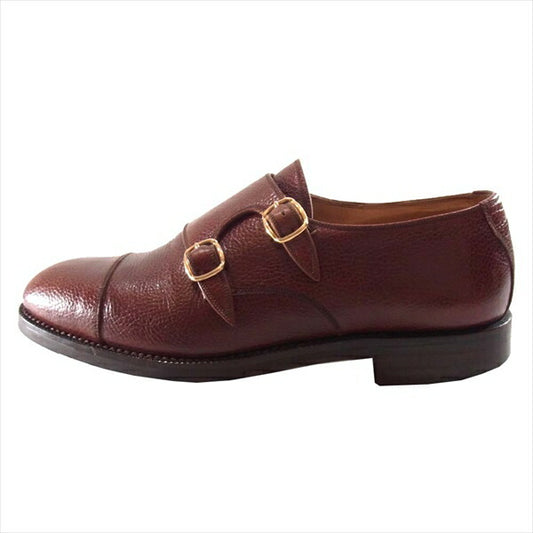 ヤンコ ダブルモンクストラップ ロシアンカーフ ビジネスシューズ ブラウン系 23.5【中古】