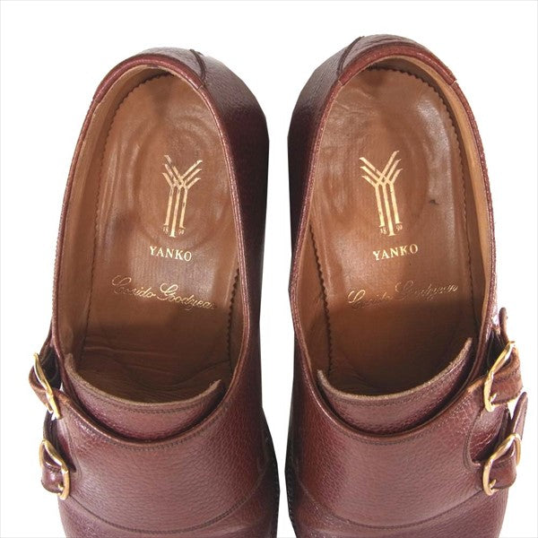 ヤンコ ダブルモンクストラップ ロシアンカーフ ビジネスシューズ ブラウン系 23.5【中古】