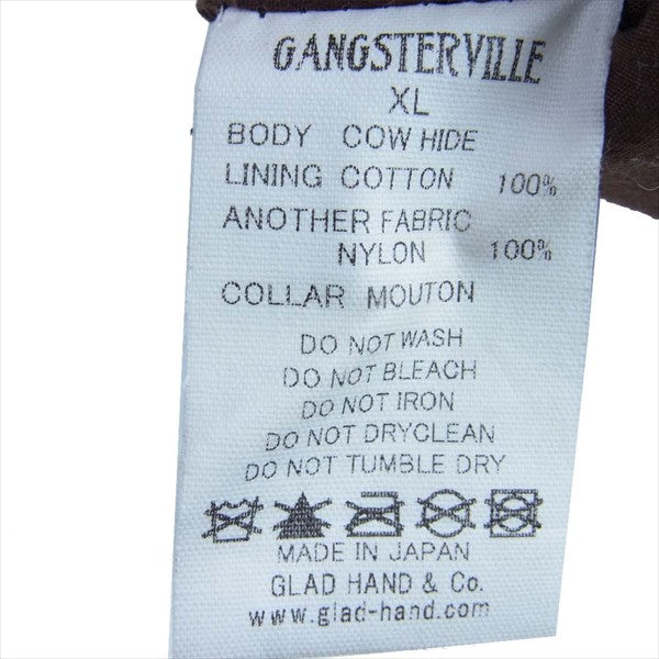 GANGSTERVILLE ギャングスタービル G-1 COW HIDE カウハイド 牛革 レザー フライト ジャケット ブラック系 XL【中古】