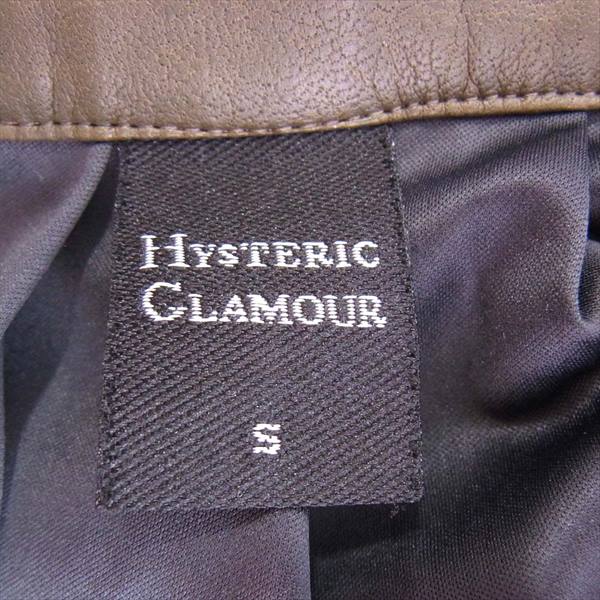 HYSTERIC GLAMOUR ヒステリックグラマー 0153AK02 フェイクレザー ミモレ丈 プリーツスカート カーキ(オリーブグリーン)系 S【中古】