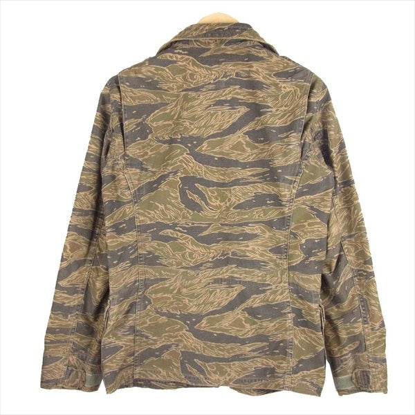 HYSTERIC GLAMOUR ヒステリックグラマー 4AB-1181 タイガーカモ スタッズ ワッペン バンドロゴ ジップアップ ジャケット カーキ(オリーブグリーン)系 S【中古】