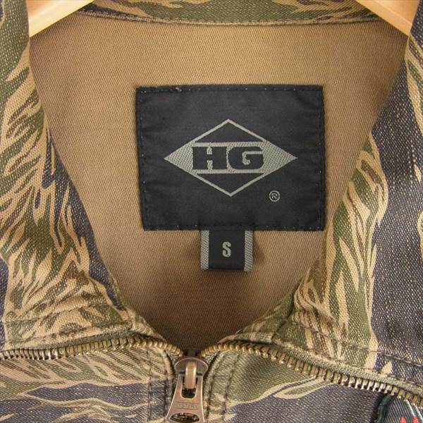 HYSTERIC GLAMOUR ヒステリックグラマー 4AB-1181 タイガーカモ スタッズ ワッペン バンドロゴ ジップアップ ジャケット カーキ(オリーブグリーン)系 S【中古】