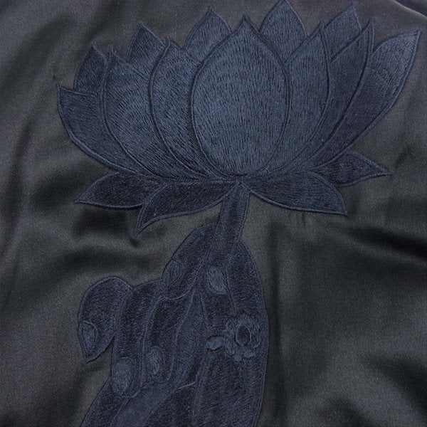 Yohji Yamamoto POUR HOMME ヨウジヤマモトプールオム 93SS JEPANG 刺繍 蓮 シルク ブルゾン ブラック系 M【中古】