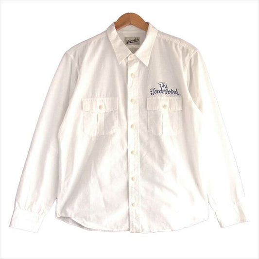 TENDERLOIN テンダーロイン T-WORK SHT SLUB チェーンステッチ 刺繍 スラブ ワーク シャツ 長袖シャツ 白系 S【中古】