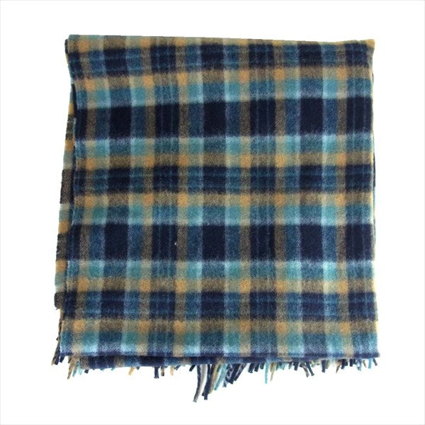 nonnative ノンネイティブ チェック ストール 大判 日本製 マフラー ブルー系【美品】【中古】