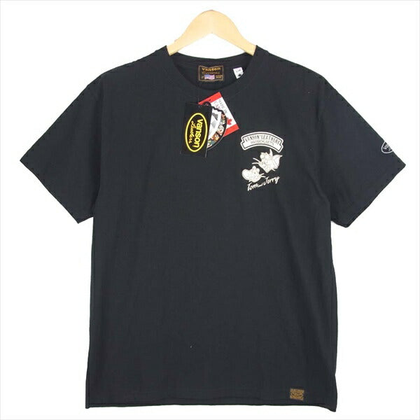 VANSON バンソン TJV-2012 TOM&JERRY トムとジェリー カナダ製 半袖 Tシャツ ブラック系 L【極上美品】【中古】