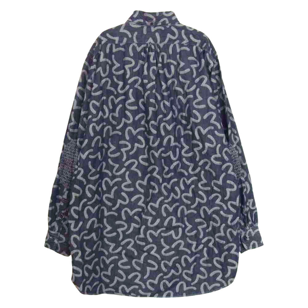 EVISU エヴィス カモメ 総柄 ロング シャツ ジャケット ネイビー系 42【中古】