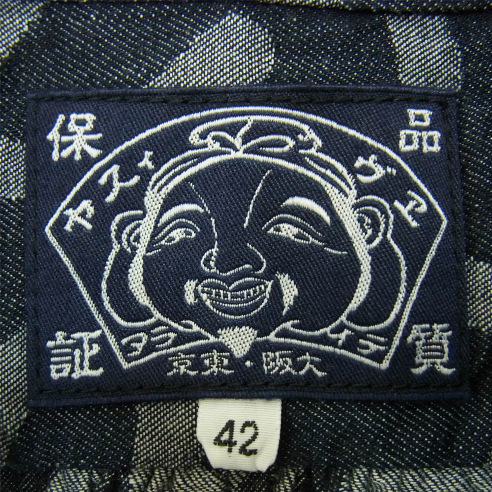 EVISU エヴィス カモメ 総柄 ロング シャツ ジャケット ネイビー系 42【中古】