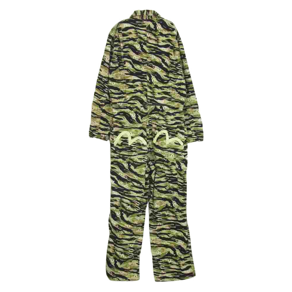 EVISU エヴィス 新恵美寿神頭 白カモメ 迷彩柄 オールインワン ツナギ カーキ系 40【中古】