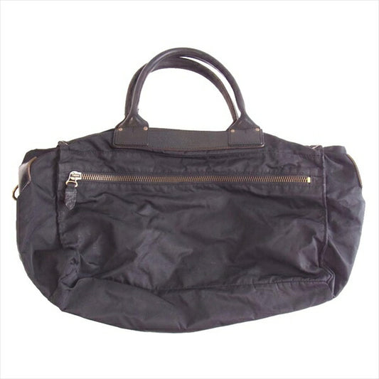 Felisi フェリージ ナイロン メンズ レザー 2way トート ショルダー バッグ ブラック系【中古】