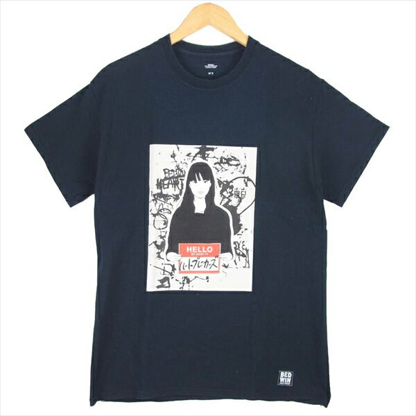 BEDWIN & THE HEARTBREAKERS ベドウィンアンドザハートブレイカーズ グラフィック プリント Tシャツ 半袖シャツ 紺系 no.3【中古】