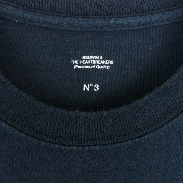 BEDWIN & THE HEARTBREAKERS ベドウィンアンドザハートブレイカーズ グラフィック プリント Tシャツ 半袖シャツ 紺系 no.3【中古】