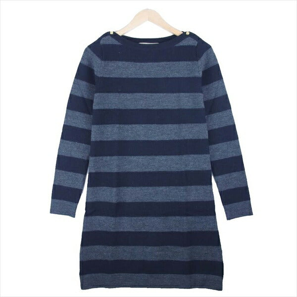 heliopole エリオポール 4108-9902 ボーダー ニットワンピース グレー系 36【美品】【中古】