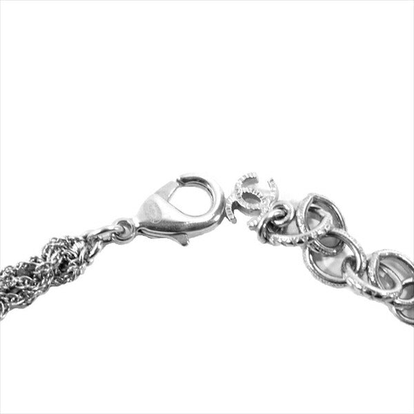 CHANEL シャネル ココマーク ストーン ロング チェーン レディース ネックレス シルバー【極上美品】【中古】