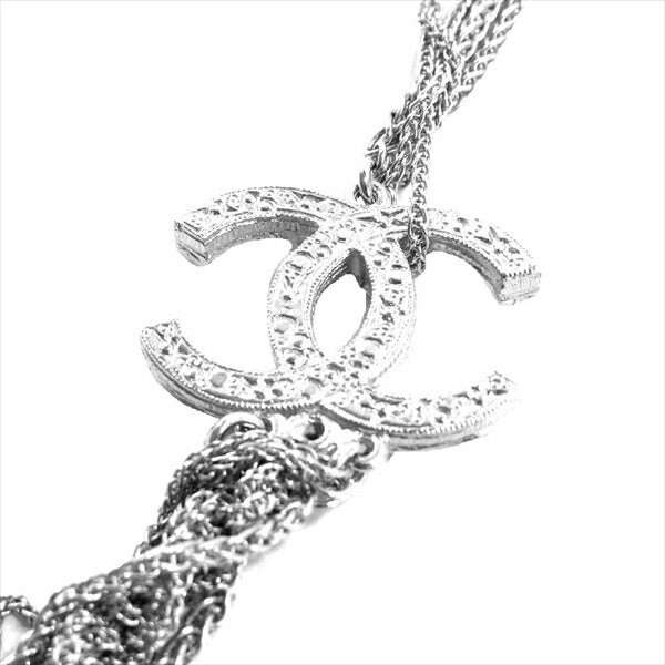 CHANEL シャネル ココマーク ストーン ロング チェーン レディース ネックレス シルバー【極上美品】【中古】