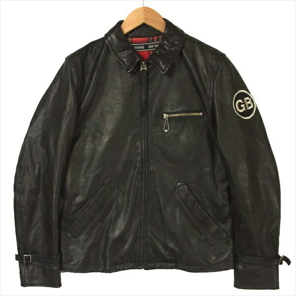 GB SKINS ジービースキンズ GB03BZ34RD 牛革 シングル レザー ジャケット ブラック系 40【美品】【中古】