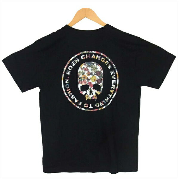 ROEN ロエン 52047014 FLOWER SKULL SS Tee フラワースカル プリント クルーネック 半袖 Tシャツ 黒系 M【中古】