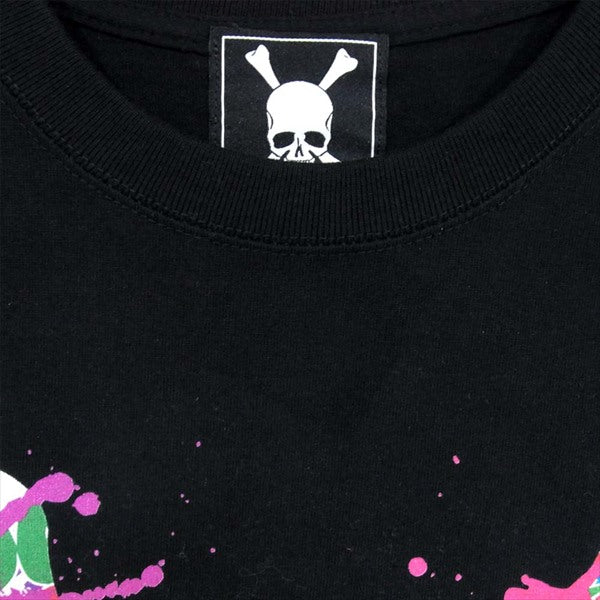 ROEN ロエン ロゴ ペイント スカル プリント 半袖 クルーネック 半袖Tシャツ ブラック系 L【美品】【中古】