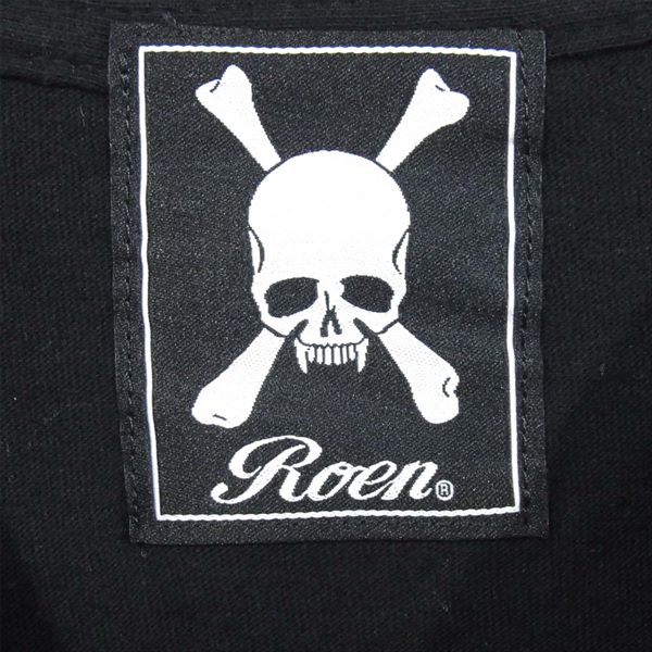 ROEN ロエン ロゴ ペイント スカル プリント 半袖 クルーネック 半袖Tシャツ ブラック系 L【美品】【中古】